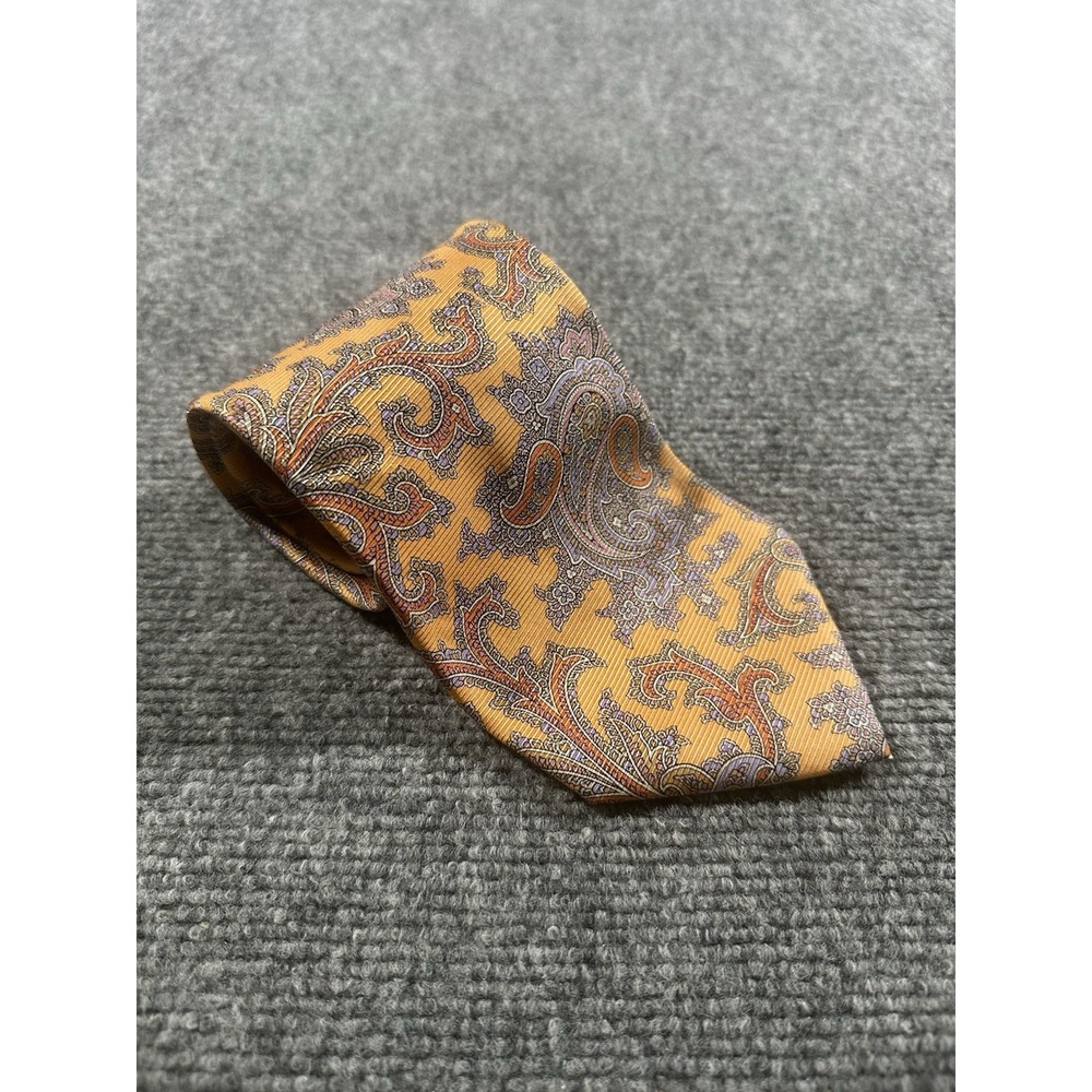 Robert Talbott 58" Orange Tie Paisley Print Silk Made In USA
